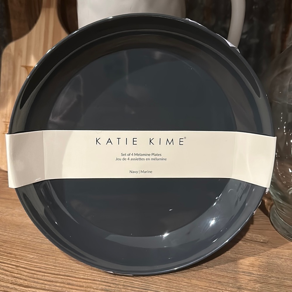 Katie Kime Set of 4 Melamine Plates Marine Navy 8”